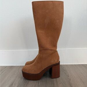 Madden Girl Tan Suede Heeled Boots